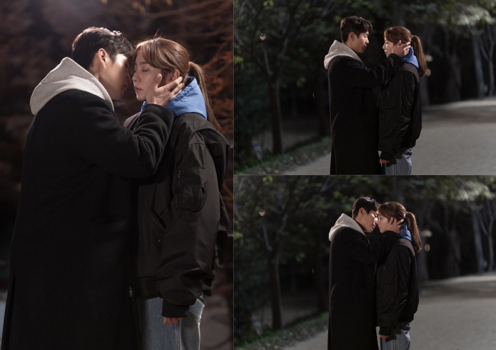"다음엔 안 참겠다"…'효심이네 각자도생' 유이♥하준, 설렘 가득 첫키스 1초전 스틸 공개