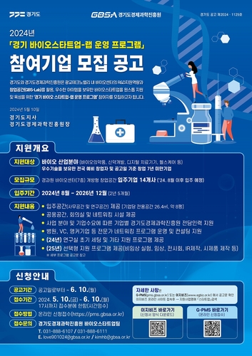 경기도, '바이오 스타트업 랩 프로그램' 14개 참여기업 모집